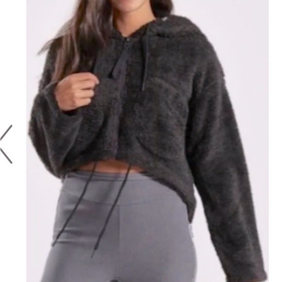 Gymshark grey Cozy Fleece Zip Up Cropped Hoodie - Picture 1 of 4